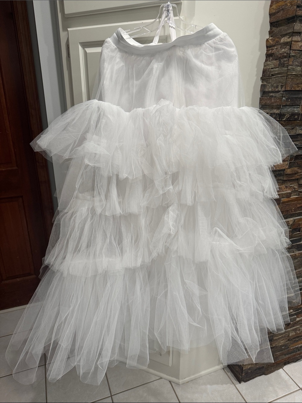 White Tiered Tulle Skirt - Elegant Layered Bridal Look-Never Worn